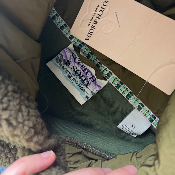 Scotch & Soda Jacquard Sherpa Pop-Over Hoodie Sweatshirt In Military Gre… - Picture 8 of 14